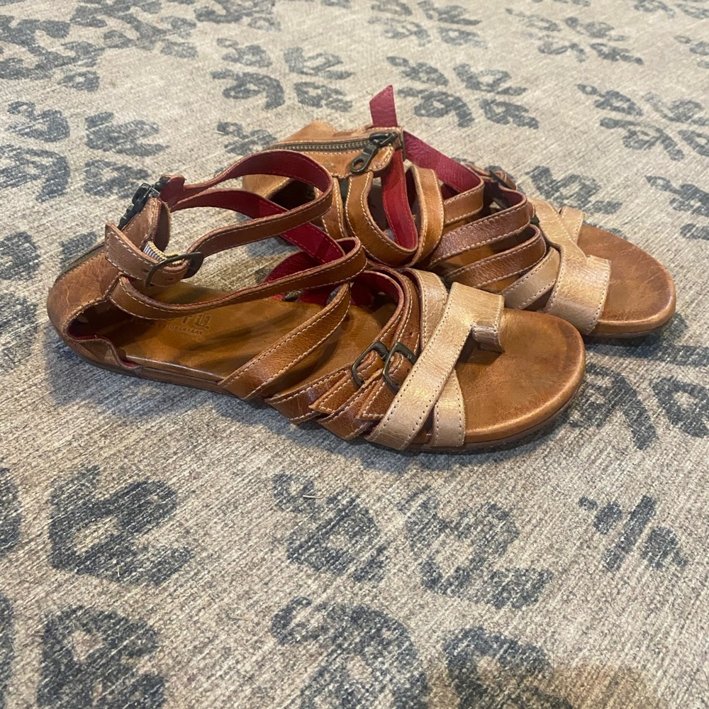 Bed Stu Miya Brown and Tan Strappy Sandals 9.5